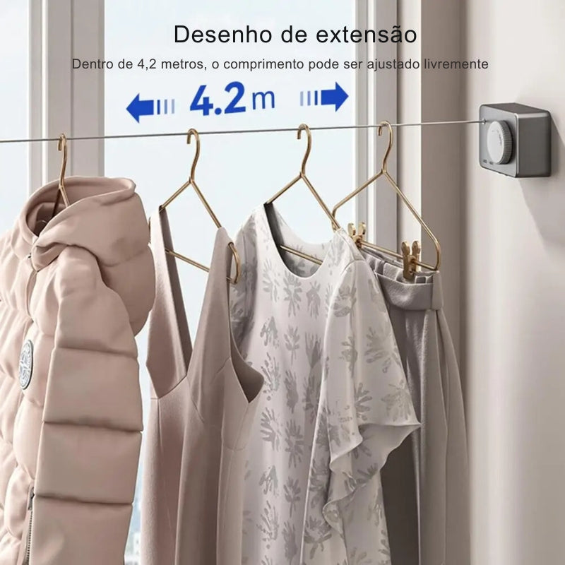 "Varal Portátil de Aço Inox: Resistente ao Sol e Chuva, Compacto e Ajustável para Economizar Espaço com Praticidade!"