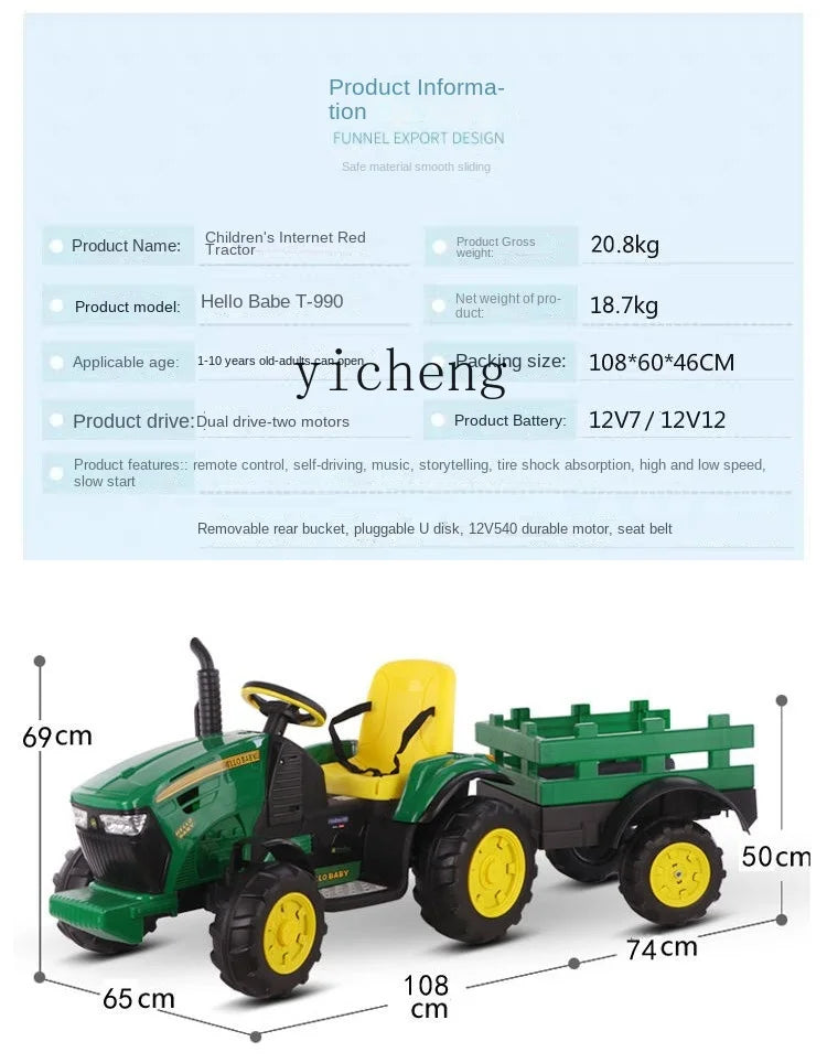 XL Tractor Electric Toy Car with Bucket Child Baby Remote Control Double Car Oversized