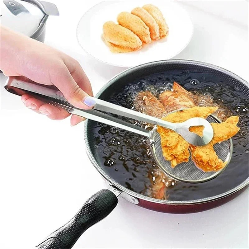 Acessórios de cozinha Multifuncional Aço Inoxidável Peneira Filtro Colher Frito Alimentos Óleo Coador Clipe Ferramentas de Cozinha Portáteis Gadgets