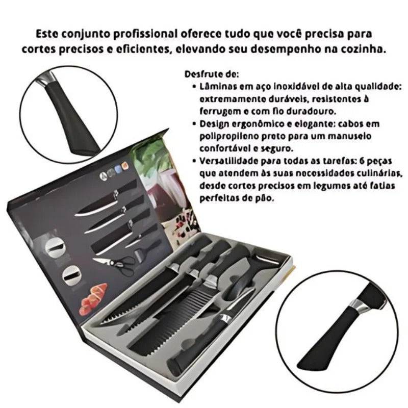 Kit de facas e tesouras de cozinha